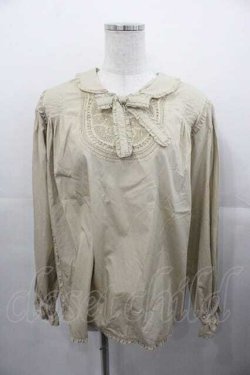 画像1: PINK HOUSE / レースヨーク&フリル襟長袖ブラウス  ベージュ I-25-11-04-023-LO-BL-SA-ZI