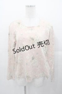 PINK HOUSE / ブーケプリント長袖ハシゴレースプルオーバー L ピンク I-25-11-04-025-LO-TS-SA-ZI