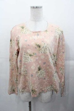 画像1: PINK HOUSE / ブーケプリント長袖ハシゴレースプルオーバー L ピンク I-25-11-04-025-LO-TS-SA-ZI