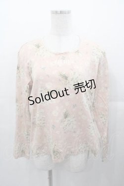 画像1: PINK HOUSE / ブーケプリント長袖ハシゴレースプルオーバー L ピンク I-25-11-04-025-LO-TS-SA-ZI