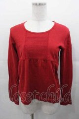 PINK HOUSE / 胸元&裾袖刺繍長袖トップス M レッド I-25-11-04-028-LO-TO-SA-ZI