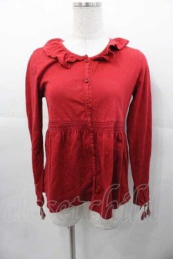 画像1: PINK HOUSE / 袖紐絞りカットソーカーディガン M レッド I-25-11-04-029-LO-TO-SA-ZI