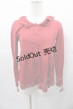 画像1: PINK HOUSE / 袖紐絞りカットソーカーディガン M レッド I-25-11-04-029-LO-TO-SA-ZI
