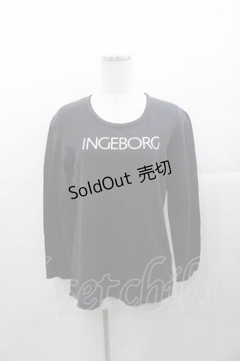 画像1: INGEBORG / ロゴプリント長袖Tシャツ  ブラック I-25-11-04-031-LO-TS-SA-ZI (1)