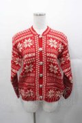 PINK HOUSE / 雪の結晶カーディガン  赤Ｘ白 I-25-11-04-033-LO-TO-SA-ZI