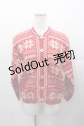 PINK HOUSE / 雪の結晶カーディガン  赤Ｘ白 I-25-11-04-033-LO-TO-SA-ZI