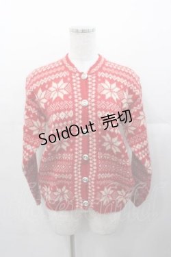画像1: PINK HOUSE / 雪の結晶カーディガン  赤Ｘ白 I-25-11-04-033-LO-TO-SA-ZI