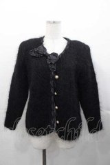 INGEBORG / パールボタンニットカーディガン  黒 I-25-11-04-035-LO-TO-SA-ZI