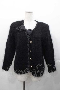 画像1: INGEBORG / パールボタンニットカーディガン  黒 I-25-11-04-035-LO-TO-SA-ZI