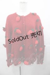 PINK HOUSE / いちご編みぐるみモヘアニットカーディガン  レッド I-25-11-04-036-LO-TO-SA-ZI