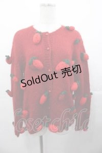 PINK HOUSE / いちご編みぐるみモヘアニットカーディガン  レッド I-25-11-04-036-LO-TO-SA-ZI