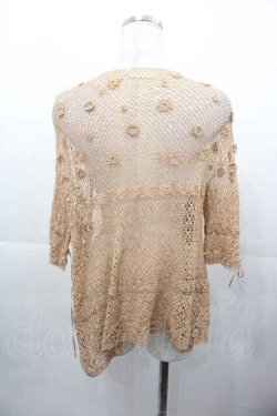 画像2: PINK HOUSE / フラワー透かし半袖カーディガン  ブラウン I-25-11-04-037-LO-TO-SA-ZI