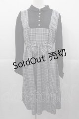axes femme / チェックリボンドッキングワンピース  黒Ｘグレー I-25-11-04-046-AX-OP-SA-ZI