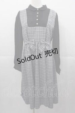 画像1: axes femme / チェックリボンドッキングワンピース  黒Ｘグレー I-25-11-04-046-AX-OP-SA-ZI