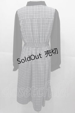 画像2: axes femme / チェックリボンドッキングワンピース  黒Ｘグレー I-25-11-04-046-AX-OP-SA-ZI
