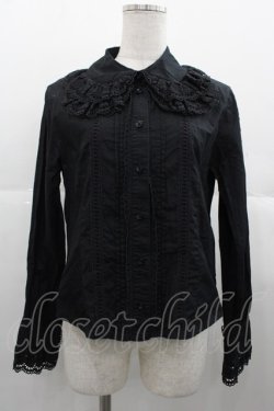 画像1: BABY,THE STARS SHINE BRIGHT / 袖ピンタックブラウス(2重衿ver.)  黒 I-25-11-07-001-BA-BL-SA-ZI