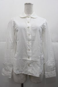 Jane Marple Dans Le Salon / 丸襟長袖ブラウス  白 I-25-11-07-004-JM-BL-SA-ZI