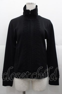 画像1: Jane Marple Dans Le Salon / フロントレースハイネックブルゾン  黒 I-25-11-07-005-JM-JA-SA-ZI