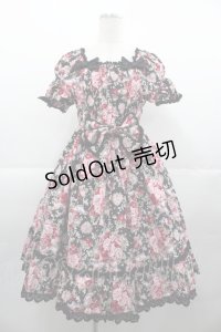 BABY,THE STARS SHINE BRIGHT / シュガーブーケ〜永遠の乙女の憧れ〜柄シャーリングワンピース  黒 I-25-11-07-053-BA-OP-SA-ZI