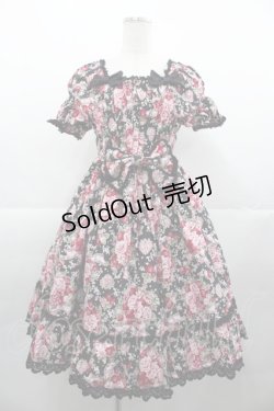 画像1: BABY,THE STARS SHINE BRIGHT / シュガーブーケ〜永遠の乙女の憧れ〜柄シャーリングワンピース  黒 I-25-11-07-053-BA-OP-SA-ZI