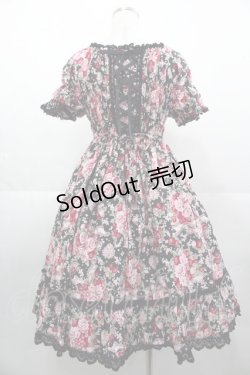 画像2: BABY,THE STARS SHINE BRIGHT / シュガーブーケ〜永遠の乙女の憧れ〜柄シャーリングワンピース  黒 I-25-11-07-053-BA-OP-SA-ZI