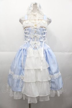 画像1: BABY,THE STARS SHINE BRIGHT / ミカエルの祝福ジャンパースカート+ヘッドドレスセット  サックス I-25-11-07-057-BA-OP-SA-ZI