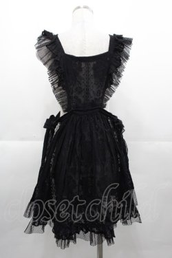 画像2: Hoshibako Works / 西洋人形魔法 リボン付きエプロン S ブラック×レッド I-25-11-07-058-LO-TO-SA-ZI