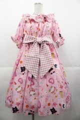 axes femme kawaii / ハッピーバカンス柄ワンピース  ピンク I-25-11-07-060-AX-OP-SA-ZI