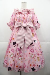 axes femme kawaii / ハッピーバカンス柄ワンピース  ピンク I-25-11-07-060-AX-OP-SA-ZI