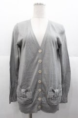 Jane Marple Dans Le Salon / サイドリボンポケットニットカーディガン  グレー I-25-11-07-006-JM-TO-SA-ZI