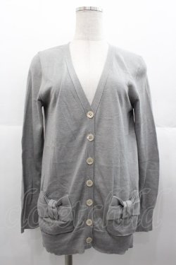 画像1: Jane Marple Dans Le Salon / サイドリボンポケットニットカーディガン  グレー I-25-11-07-006-JM-TO-SA-ZI
