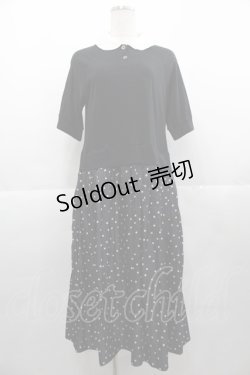 画像1: Jane Marple Dans Le Salon / ドット切替半袖ワンピース  黒Ｘ白 I-25-11-07-063-JM-OP-SA-ZI