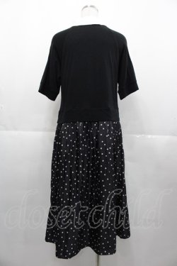 画像2: Jane Marple Dans Le Salon / ドット切替半袖ワンピース  黒Ｘ白 I-25-11-07-063-JM-OP-SA-ZI