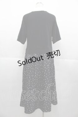 画像2: Jane Marple Dans Le Salon / ドット切替半袖ワンピース  黒Ｘ白 I-25-11-07-063-JM-OP-SA-ZI