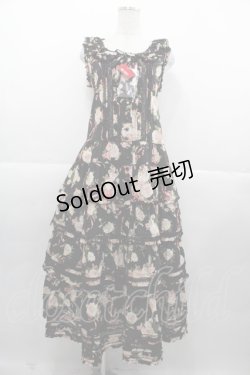 画像1: PINK HOUSE / ドーリーローズ柄ワンピース  ブラック I-25-11-07-071-LO-OP-SA-ZI