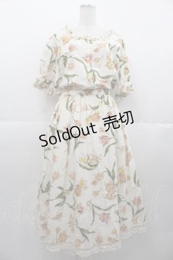 画像1: PINK HOUSE / チューリップうさぎプリントミディワンピース  キナリ I-25-11-07-073-LO-OP-SA-ZI