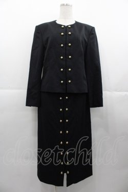 画像1: INGEBORG / サイド丸ボタンジャケット&スカートセットアップ  黒Ｘゴールド I-25-11-07-074-LO-JA-SA-ZI