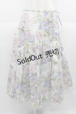 画像1: Jane Marple Dans Le Salon / フラワーブーケプリントスカート  サックス I-25-11-07-079-JM-SK-SA-ZI