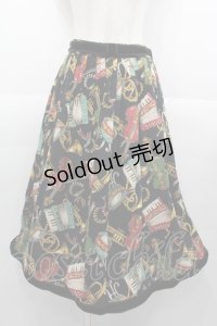 Jane Marple / 楽器柄スカート  黒 I-25-11-07-081-JM-SK-SA-ZI