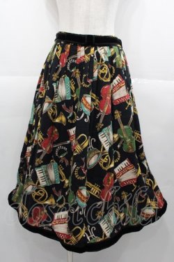 画像1: Jane Marple / 楽器柄スカート  黒 I-25-11-07-081-JM-SK-SA-ZI