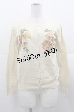 画像1: Jane Marple Dans Le Salon / ローズ刺繍ニットカーディガン  アイボリー I-25-11-07-009-JM-TO-SA-ZI