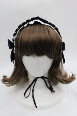 画像2: MIHO MATSUDA / プリーツフラワーレースリボンヘッドドレス  黒Ｘ白 I-25-11-07-103-GO-AC-SA-ZI