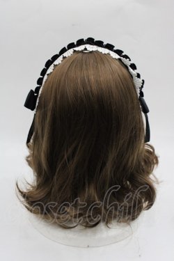 画像3: MIHO MATSUDA / プリーツフラワーレースリボンヘッドドレス  黒Ｘ白 I-25-11-07-103-GO-AC-SA-ZI