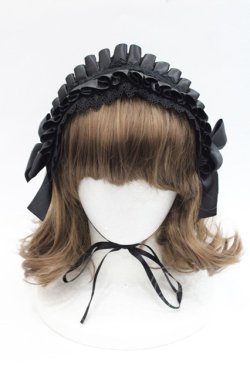 画像2: LOLITAその他(お買取対象外) / クロスリボンプリーツヘッドドレス  黒 I-25-11-07-105-LO-AC-SA-ZI