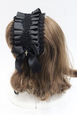 画像3: LOLITAその他(お買取対象外) / クロスリボンプリーツヘッドドレス  黒 I-25-11-07-105-LO-AC-SA-ZI