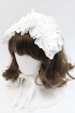 画像1: ATELIER PIERROT / 編み上げリボンヘッドドレス  白 I-25-11-07-106-EL-AC-SA-ZI