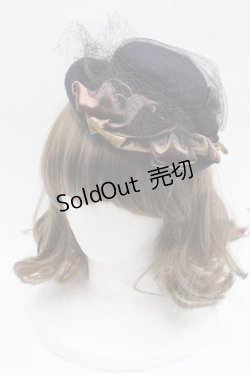 画像1: Jane Marple Dans Le Salon / ベルベットリボンミニハット  黒Ｘブラウン I-25-11-07-110-JM-AC-SA-ZI