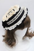 Hoshibako Works / 西洋人形魔法レースフリルハット  黒Ｘアイボリー I-25-11-07-111-LO-AC-SA-ZI