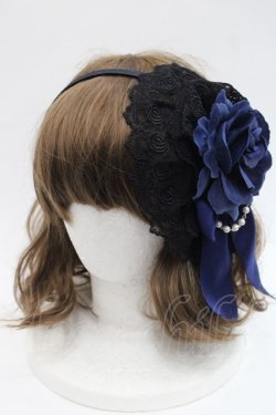 画像1: ATELIER PIERROT / 薔薇レースカチューシャ  黒Ｘ青 I-25-11-07-113-EL-AC-SA-ZI