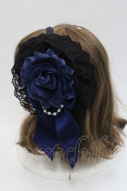 画像3: ATELIER PIERROT / 薔薇レースカチューシャ  黒Ｘ青 I-25-11-07-113-EL-AC-SA-ZI